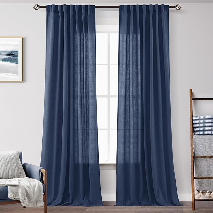 Navy Blue Curtains 102 inch Length by Jolilight