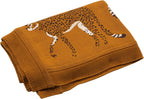 Creative Co-Op Soft Cotton Knit Baby Blanket with Decorative Cheetahs, Mustard Color