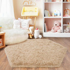 4x4.6 Feet Beige Hexagon Rugs for Princess Tent, Ultra Soft Fluffy Hexagon Area - Image 2