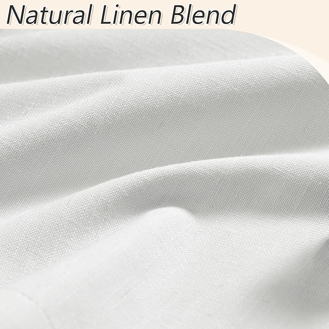 Guken White 100% Blackout Linen Curtains 84 Inch Length 2 Panels Set - Image 6