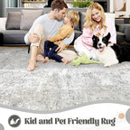 2x7 Runner Rug for Hallway, Washable Modern Abstract Runner Rugs Neutral Soft - Image 6