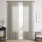 Silver Grey Linen Back Tab Curtains 84 Inch Length by Nanspring