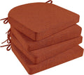 Basic Beyond Chair Cushions for Dining Chairs 4 Pack, Kitchen Chair Cushions with Ties and Non Slip Backing, 16 x 16 inches Chair Pads for Dining Chairs (Orange)