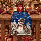Xmas Snowman Table Runner Home Party Decor Christmas Snowflake Winter Seasonal Table Decoration for Dining Party Holiday Indoor Outdoor Decor 13x90 Inch