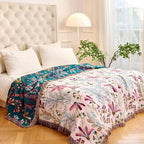 MSGKV Boho Throw Blanket for Bed 60"x80" Floral 100% Cotton Couch Blanket - Image 7