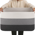 OIAHOMY Blanket Basket Laundry Basket Dog Toy Basket 75L Dark Grey