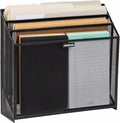 Mind Reader Vertical File Storage, Desktop Organizer, Workspace, Office, Metal Mesh, 12.5"L x 3.75"W x 11.5"H, Black