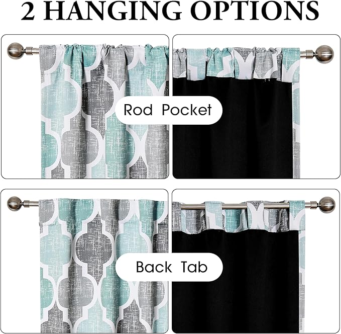 Beauoop 100% Blackout Curtains 84 Inches Long 2 Panels - Image 2