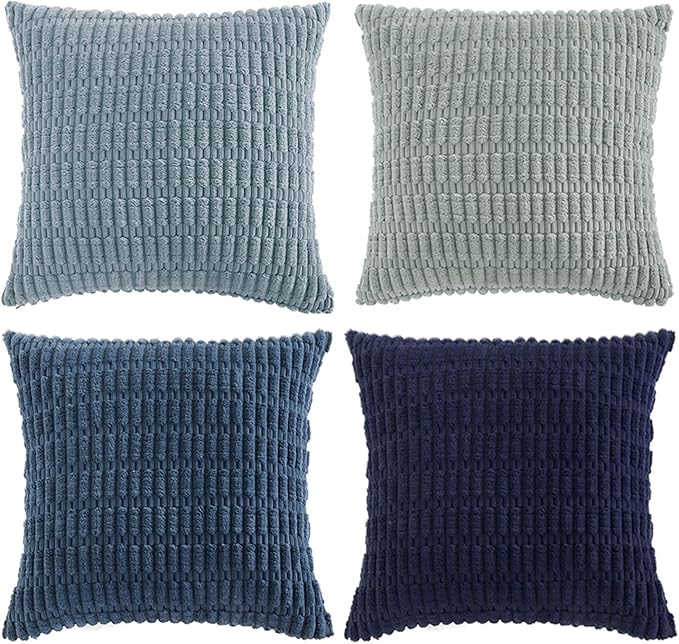 Fancy Homi Set of 4 Blue Boho Decorative Throw Pillow Covers 26x26 Inch - Image 9