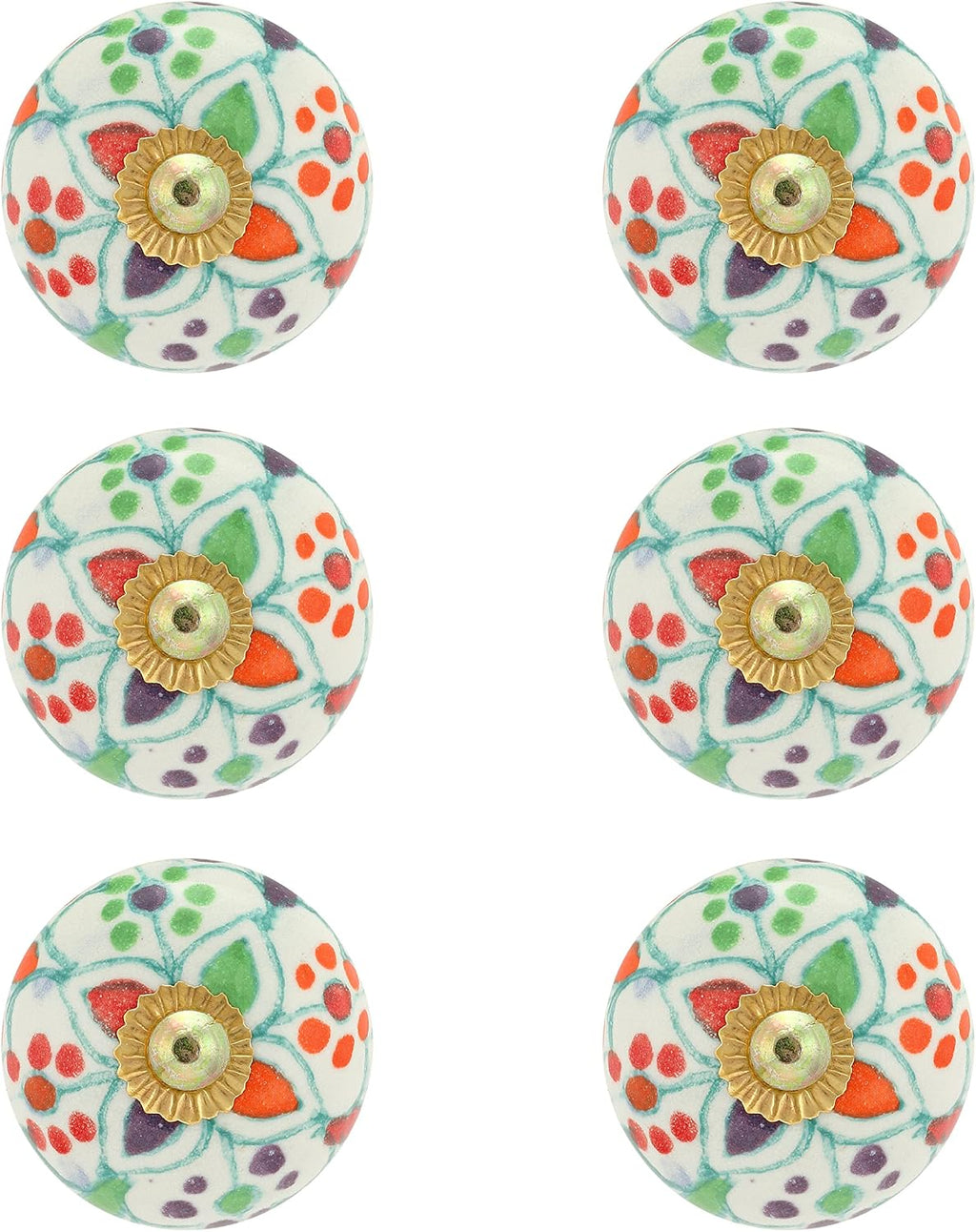 Drawer Knobs - Countryside Boho Ceramic Dresser Pull Handle Kitchen Cabinets Cupboard Wardrobe Knob Farmhouse Decor Furniture Hardware - Multicolor Morroccan - Pack of 4