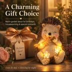 Solar Hedgehog Garden Statue with 4 LED Lights, Outdoor Yard Decor