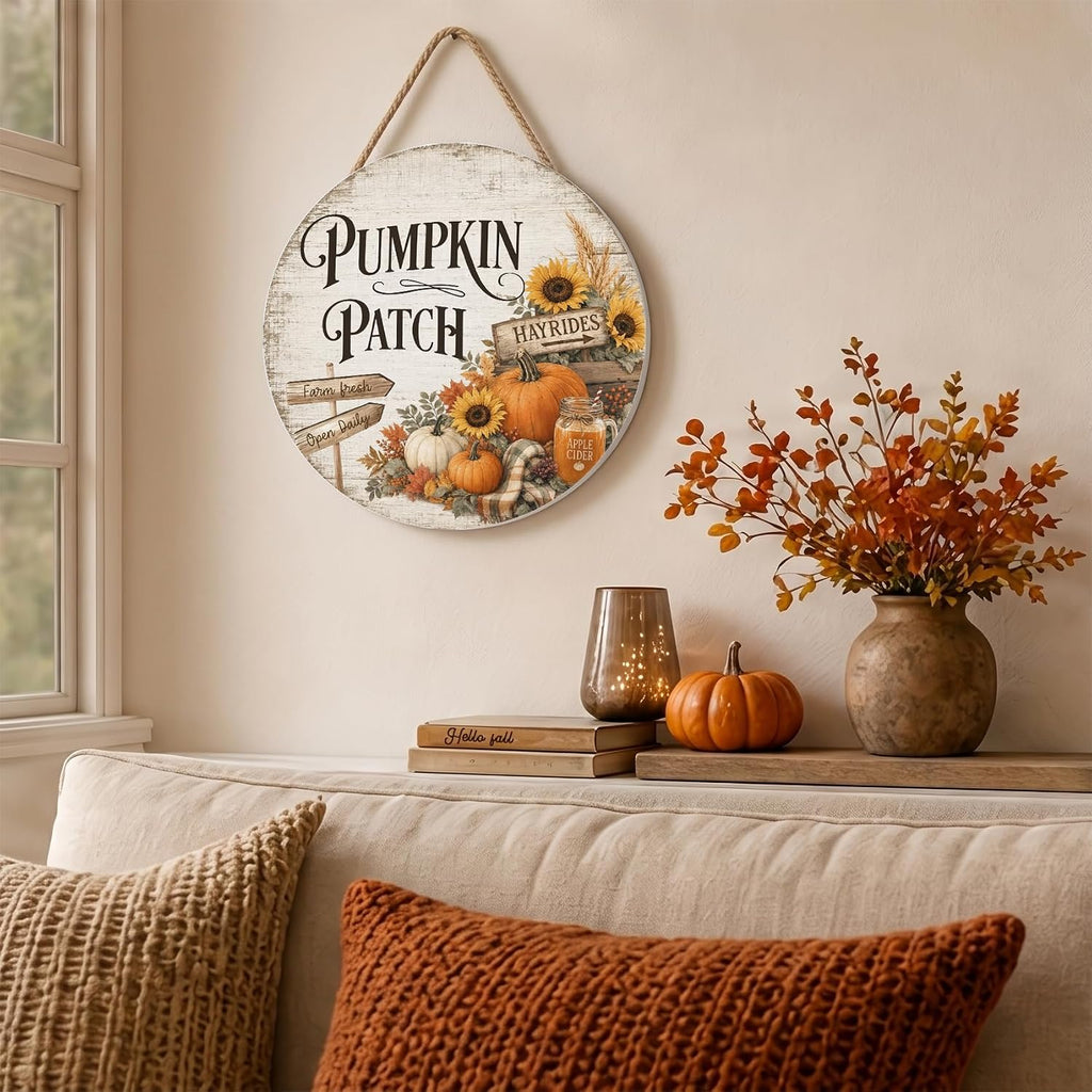 Fall Pumpkin Patch Decorations for Home, Retro Pumpkin Patch Wooden Sign
