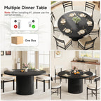 ComfyCorner 47" Round Dining Table, Circle Fluted Kitchen Table Only Black