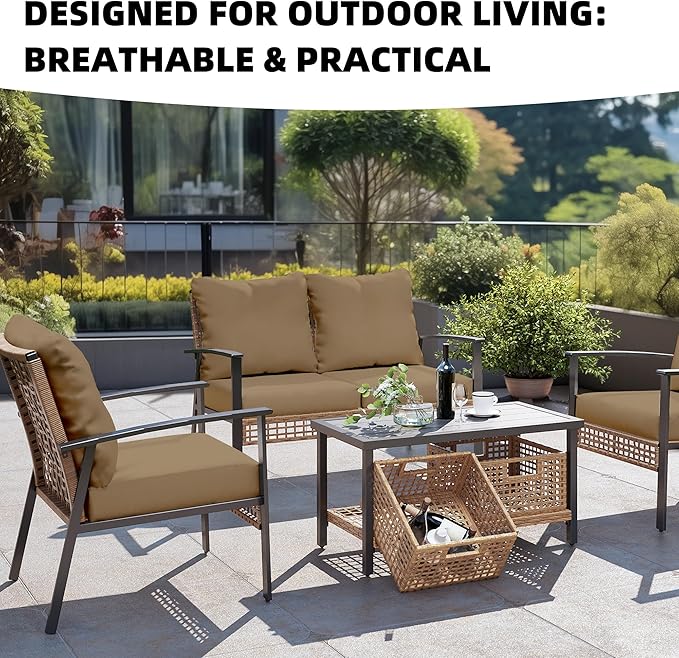 8Pcs Outdoor Cushion Covers, Patio Cushion Covers, Stretch Elastic Slipcovers - Image 4