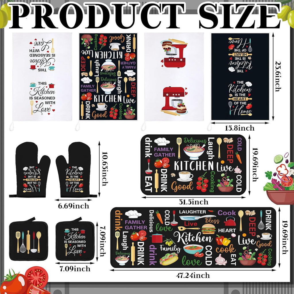 Fourluoo 10 Pcs Black Food Kitchen Decor and Accessories Set