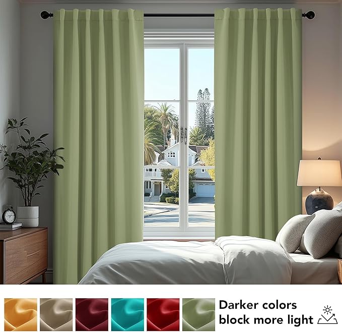Deconovo Blackout Curtains, Thermal Insulated, W52 x L72 2 Panels, Back Tab - Image 4