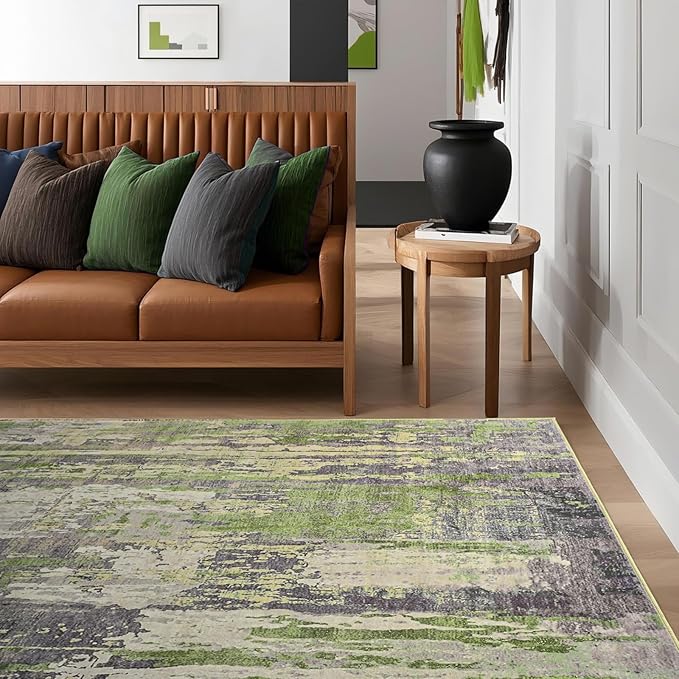Toneed Abstract Area Rug Modern Washable Rug Soft Non Slip Rug Low Pile - Image 3