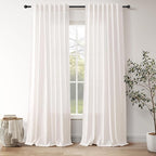 Ivory White Linen Curtains 90 inch by Nanspring