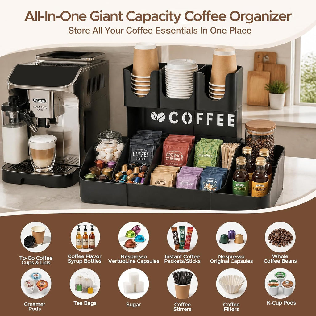 JYPS Double-Deck Coffee Organizer – 11 Large Compartments