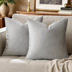 GIGIZAZA Big Velvet Pillow Covers 26x26 Silver Grey Pack of 2 Square Modern - Image 4
