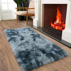 Soft Runner Rugs for Bedroom Hallways, 2x4 Tie-Dyed Blue Grey Fluffy Shag Throw - Image 5