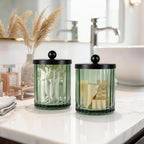 Amolliar Green Glass Apothecary Jar, Qtip Holder for Bathroom(Black 4 Pack)