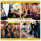 TMKEFFC DIY Wine Glass Charms Kit, 60 Sets Drink Markers with Letter Beads