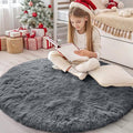 OLANLY Grey Round Rugs for Bedroom by OLANLY