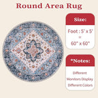 SERISSA Boho Round Area Rug, 5ft Washable Non-Slip Circle Rug, Ultra Soft - Image 6
