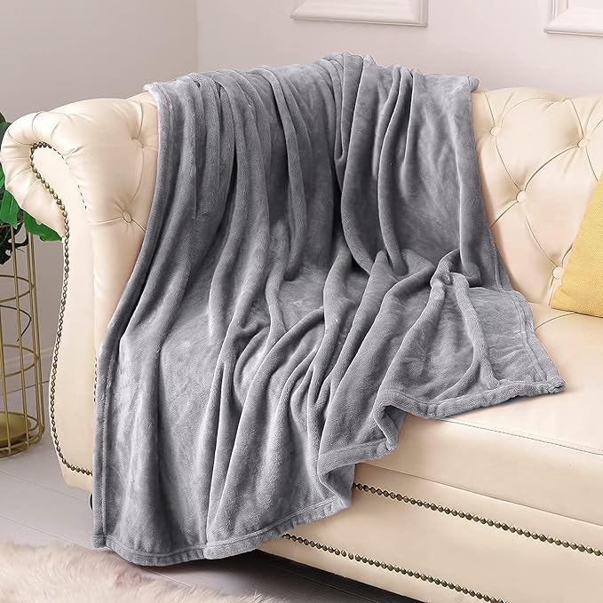 KMUSET Fleece Blanket Throw Size Grey Lightweight Super Soft Cozy Luxury Bed by COZYBLANKETHappyHomeLife