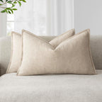 Foindtower Decorative Linen Lumbar Throw Pillow Covers 12x20 Natural Beige