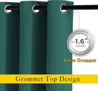 NICETOWN Blackout Hunter Green Curtains 84 inches Long, Grommet Room Darkening - Image 2