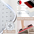 4PCS Leopard Print Shower Curtain Set with Rug, Toilet Lid Cover and Bath Mat,Red Black Splice Shower Curtain with 12 Hooks, Complete Bathroom Accessories Decor Set