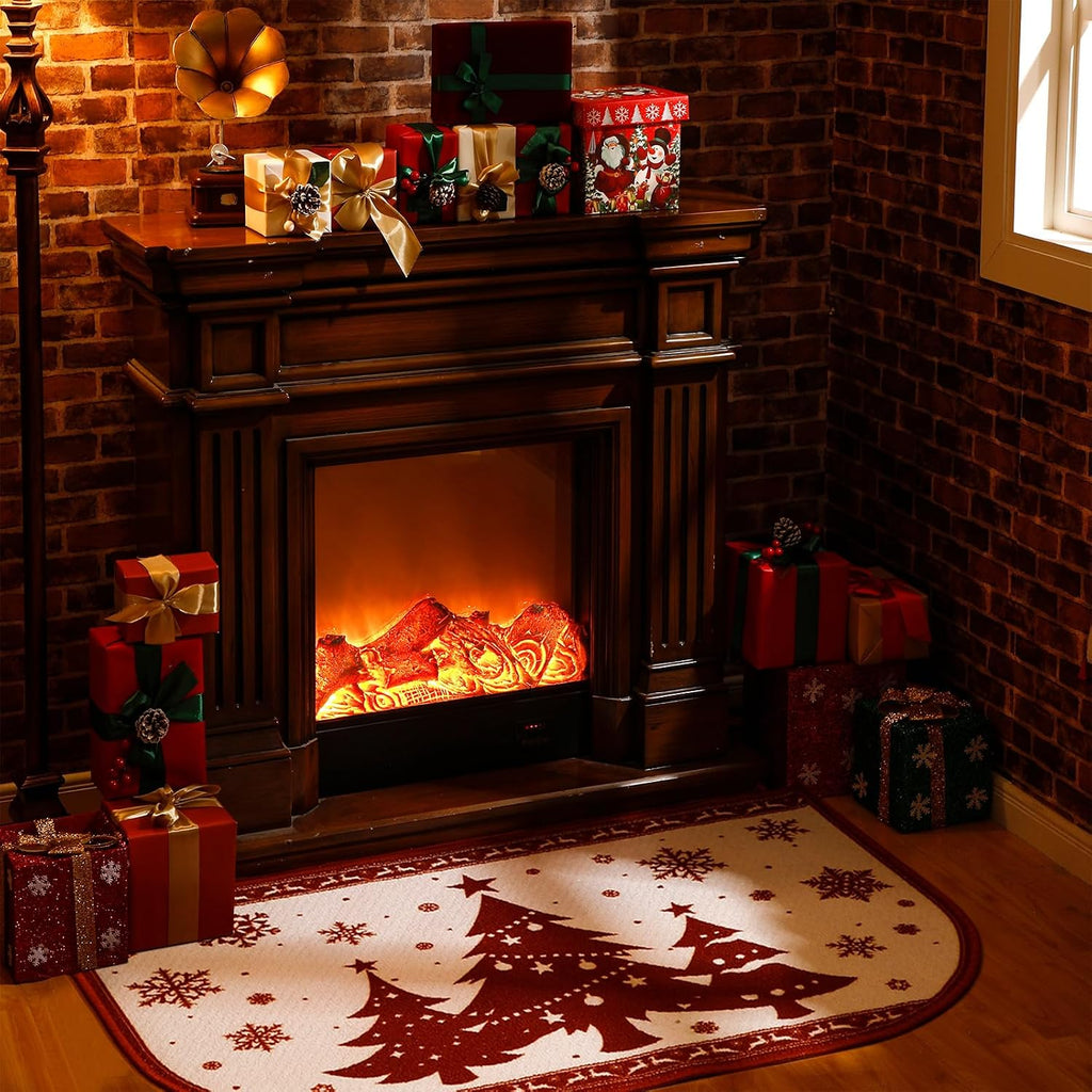 Ceenna Christmas Fireplace Hearth Rug Fire Resistant 24x36,White,Snowflake