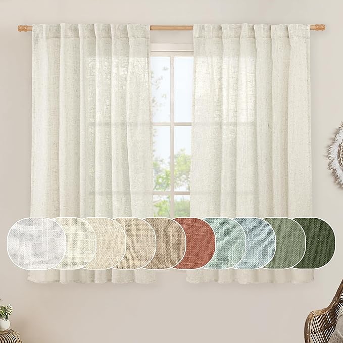 LAMIT Short Linen Curtains 45 Inches Long by LAMIT