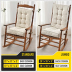 SUNROX Memory Foam Jumbo Rocking Chair Cushions, FadeShield Water Resistant Non Slip Durable Tufted Pads, Set of Seat & Back Cushion with Ties for Indoor/Outdoor Rocker, 2 Piece, Cream