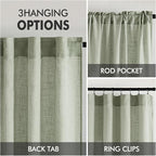 MIULEE Sage Linen Curtains 90 Inch Length 2 Panels - Image 3