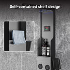 ELLO&ALLO LED Rainfall Shower Head and Rain Massage System with Body Jets Stainless Steel Bathroom Shower Panel Tower System with Shelf, Brushed Nickel&Black