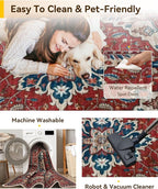 RELEANY Area Rugs 9'x12' Washable Non-Slip, Floral Vintage Distress Print - Image 5