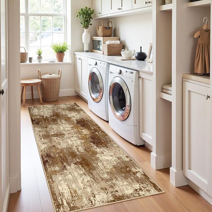 Washable Area Rugs 2'x10' Non-Slip Modern Abstract Soft - Image 3