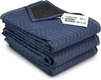 Large Moving Blanket 80" x 72", Blue/Black Color (Pack of 3) - Heavy-Duty Furniture Pad for Moving & Wrapping - Thick Packing Blanket for Furniture Protection - Padded Mover Cover by IDL Packaging