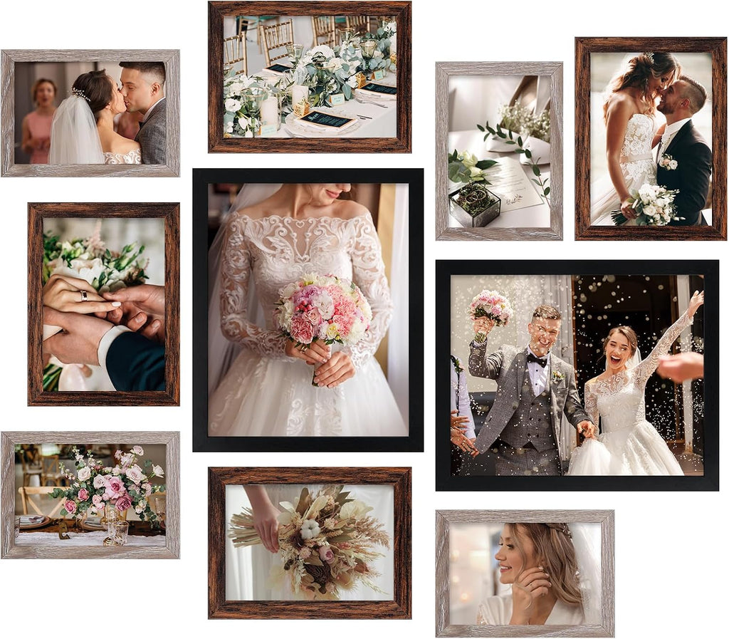 Fixwal Collage Picture Frames Set, 15 Pack, MDF, Black, 8x10, 5x7, 4x6