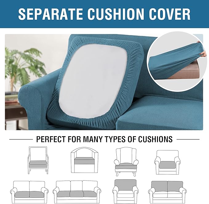 4 Piece Stretch Sofa Covers for 3 Cushion Couch Covers for Living Room - Image 5
