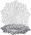 Juvale 10 Pack Silver Metallic Vinyl Placemats - 14.4" x 14.4" Round Table Mats and Chargers with Leaf Design for Elegant Table Decor and Protection - Stylish Charger Plates for Weddings and Parties
