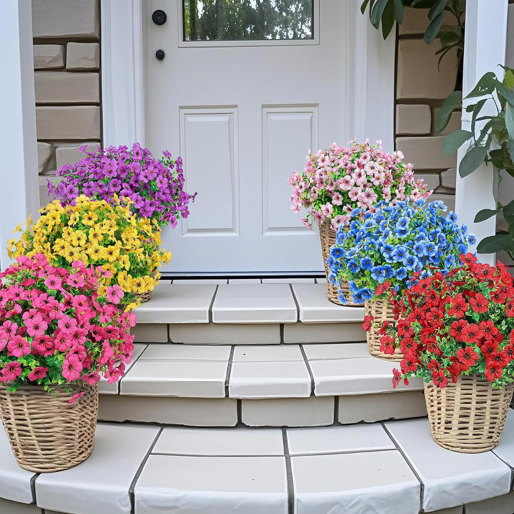 Ouddy Decor 24 Pcs Artificial Flowers for Outdoors Decorations, Multicolor