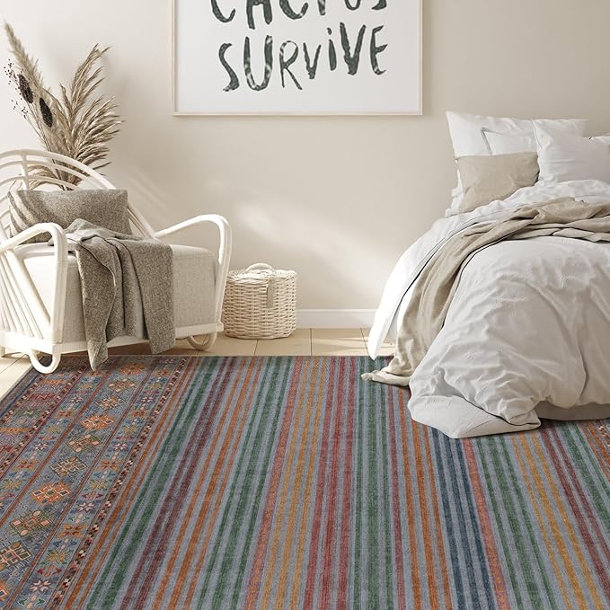 Nakagishi 8X10 Area Rugs Living Room: Washable Large Vintage Rug Neutral - Image 7