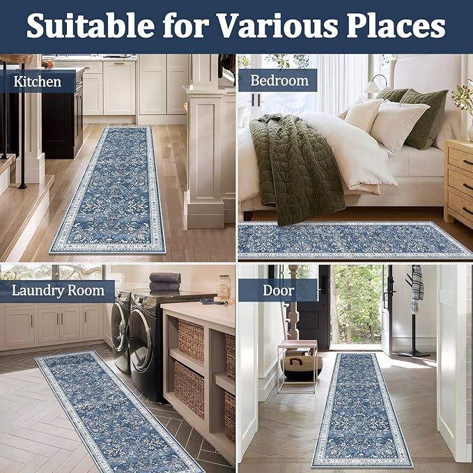 Yamaziot Washable Runner Rug 2x6 – Non Slip Boho Floral Hallway Runner Rug - Image 6