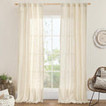 LAMIT Beige Linen Curtains for Living Room 84 inch Length, Light Filtering Semi by LAMIT