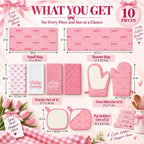 10 Pcs Pink Bow Kitchen Decor and Accessories Set, Coquette Kitchen Style