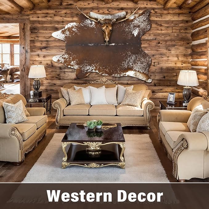 AROGAN Western Decor Faux Fur Cowhide Rug, 5.2x6.3 Feet Premium Animal Skin Cow - Image 6